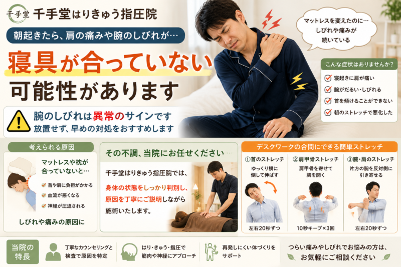 寝起きに腕がしびれる…マットレスや枕が合っていない可能性は？